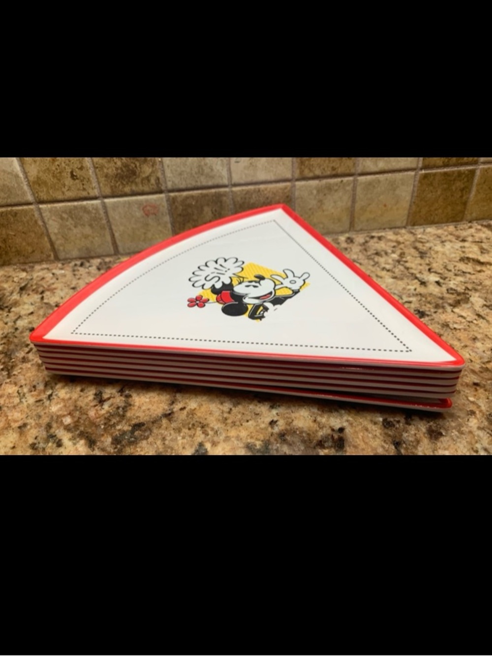 Disney Parks Melamine Pizza Slice Plates featuring Italian phrases.